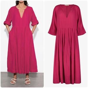 Mara Hoffman Chloe Pleated Cotton-gauze Midi Dress